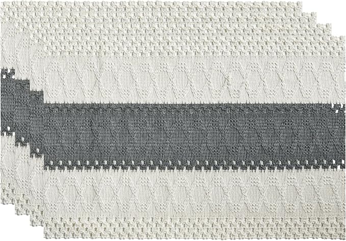 Artoid Mode Dark Grey Farmhouse Rustic Placemats Set of 4,12x18 Inch Seasonal Holiday Hollow Table Mats Party Kitchen Dining Decoration