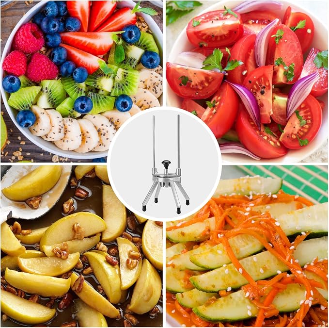 Commercial Lemon Cutter, 8-Wedge Citrus Wedger, 420 Stainless Steel | Lever-assisted cutting, cast aluminum body, V-shaped blade set, non-slip feet, clean uniform wedges, less fruit waste
