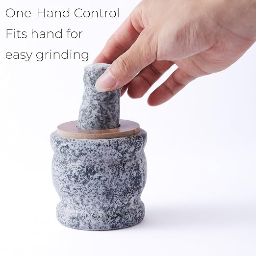 Mini Saffron Grinder, Small Stone Mortar and Pestle | Compact Bowl For Saffron Threads, Spices, Herbs, Table Seasoning And Traditional Kitchen Grinding