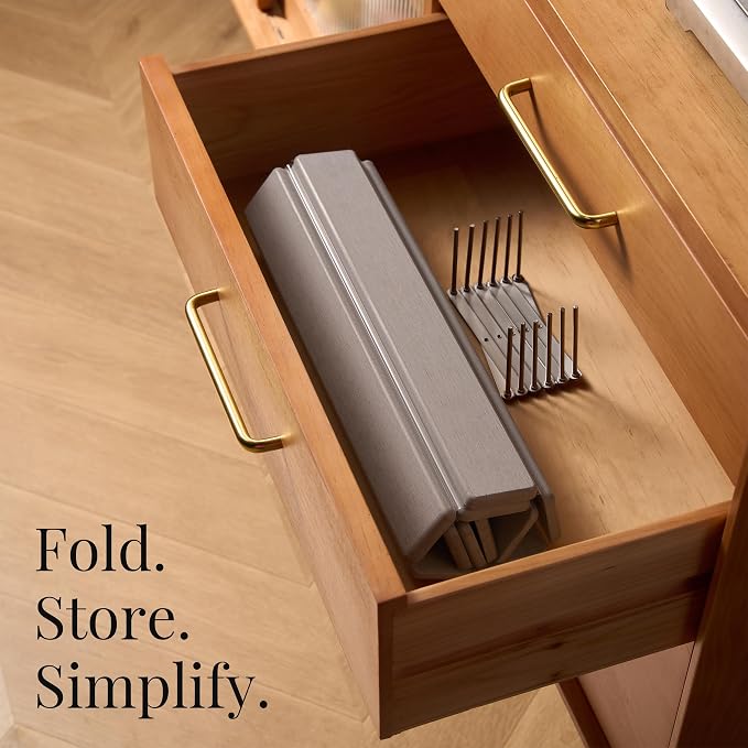 Diatomaceous Stone Dish Drying Mat with Collapsible Steel Rack - Quick Dry Kitchen Counter Set, Space Saving Foldable Dryer