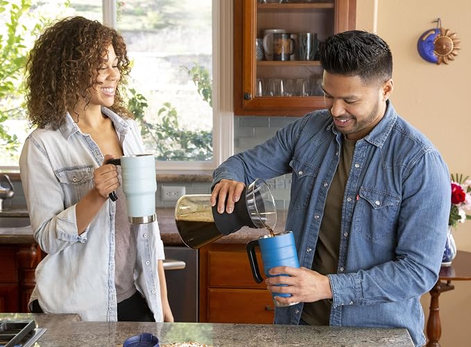 MIRA 20 oz Insulated Travel Mug - Stainless Steel Coffee Cup with Spill-Proof Flip Lid & Handle - Hot/Cold Car Tumbler - Marine