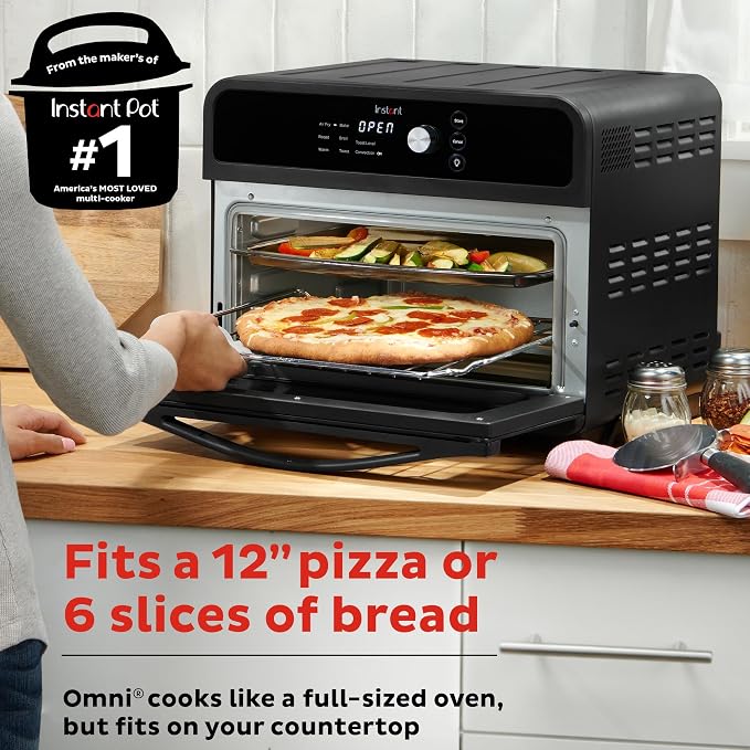 Instant Pot Omni 19QT/18L Toaster Oven Air Fryer, 7-in-1 Functions, Fits 12" Pizza, Crisps, Broils, Bakes, Roasts, Toasts, Warms, Convection, 100+ In-App Recipes, from the Makers of Instant Pot, Black