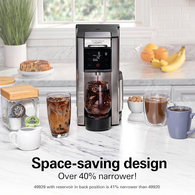 Hamilton Beach Flexbrew Advanced 5-in-1 Drip & Single Serve Coffee Maker | Single Serve Hot & Iced Coffee Maker | 12 Cup Thermal Programmable Drip Coffee Maker | Removable 60 oz. Reservoir | Black