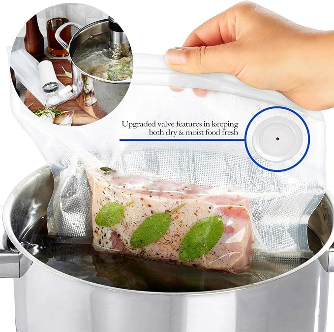 VICARKO 30 PCS Vacuum Zipper Bags Vacuum Sealer Bags 4.3L, 13.5 x 10.5" | Reusable Bags, Double Layers, BPA Free, Meal Prep and Sous Vide Cooking, Microwave Heating, 20 Blue Classic+10 White Upgraded
