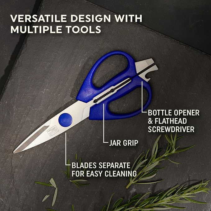 Chicago Cutlery 2-Pack Soft Grip Kitchen Scissors Shears With Bottle Opener, All Purpose Stainless Steel Utility Scissors, For Everyday Kitchen Office Home Arts & Craft | Comfortable Handling | Stainless Steel Blades | Multi-Purpose Cutting | Precision...
