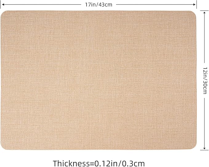 Faux Leather Placemats Set of 6, Wipeable Waterproof Stain Resistant Table Mats, Heat Resistant Thick Placemats with Hand-Painted Edges for Kitchen Dining, Imitative Linen Texture, Various Shapes