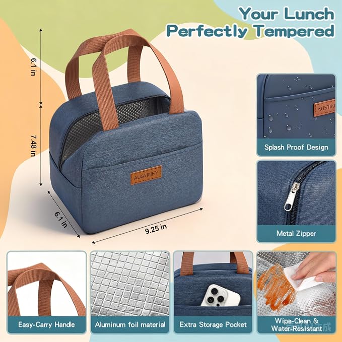 1100ml Bento Box with Bag, Leak Proof with Utensil &Sauce Box Blue | Includes lunch bag, spoon, fork, sauce box,BPA-free & dishwasher safe,For adults.child, school, work, office, travel, picnic