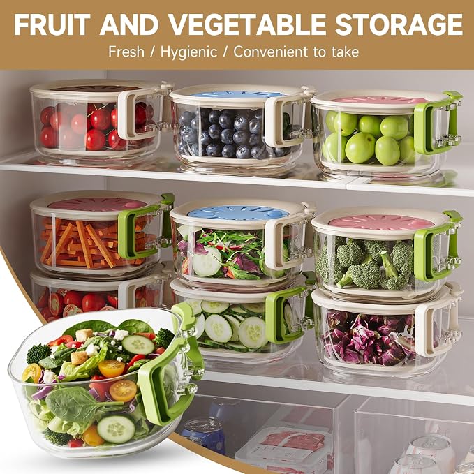Fruit Vegetable Washing Bowl with Strainer, Multifunctional Produce Washer, Berry Container, Lettuce Keeper for Fridge Refrigerator Organization, Portable Strainers and Colander for Kitchen (Blue)