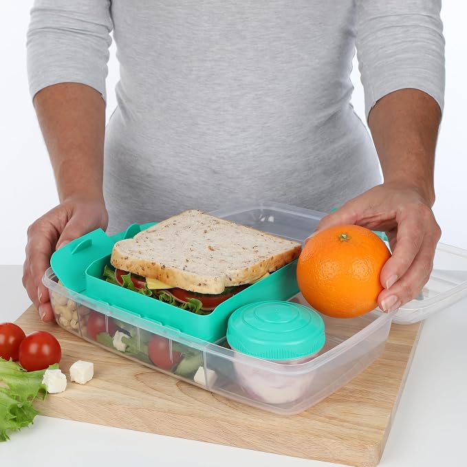 Sistema To Go 1.76L (3-Pack) Bento Box Food Storage Containers, School Lunch Boxes with Removable Dividers & Snack Pot, Freezer, Microwave, & Dishwasher-Safe, Assorted Colors, BPA-Free