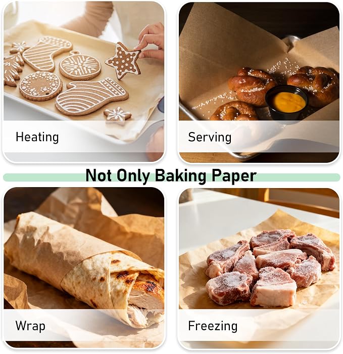 EcoDispose 100 Pcs Non-Stick Parchment Paper Baking Sheets 12-3/16"x16-3/8" | Unbleached, Heavy Duty, Pre-Cut, Greaseproof Half Pan liner for Bake