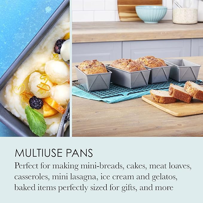 Chicago Metallic Commercial II Non-Stick Mini Loaf Pan Set, 6-Inch-by-3.5-Inch, 4-Count