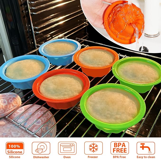 Webake 4 Inch Silicone Mini Fluted Cake Molds 8 Pack Fluted Tube Cake Pan, Non-stick Baking Cups Reusable Muffin Donut Pan