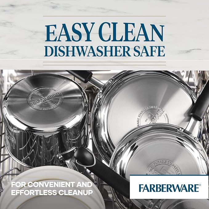 Farberware Brilliance Stainless Steel Saucepan/Saucepot with Side Spouts for Easy Pouring, 1 Quart, Dishwasher Safe and Induction Ready, Compatible with All Cooktops, Stainless Steel
