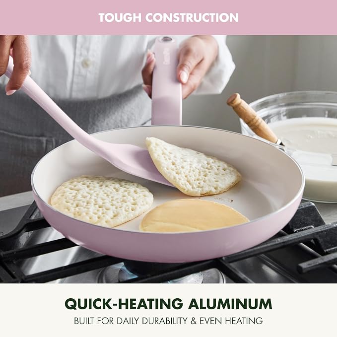 GreenPan Rio Advanced 10" and 12" Frying Pan Skillet Set, Ceramic Nonstick PFAS-Free Pans, Induction Ready, Dishwasher and Oven Safe, Pink