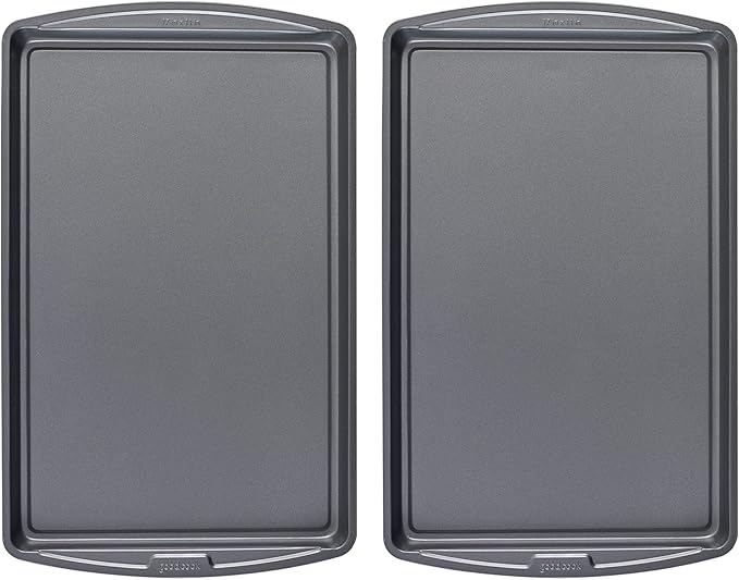 GoodCook Everday Nonstick Carbon Steel 17 x 11-Inch Baking Sheet Set, 2 Pack – Medium Sized Cooking Pans, Bakeware Set, Cookie Sheets for Baking, Oven Pan Set