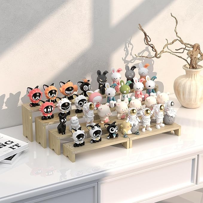 4 Set Wooden Tiered Risers Display Stands for Vendor Events,Stackable Wood Cupcake Display Stand,Farmhouse Decor Wood Dessert Table Display Set,Vendor Booth Display Items,Food Display Risers for Party