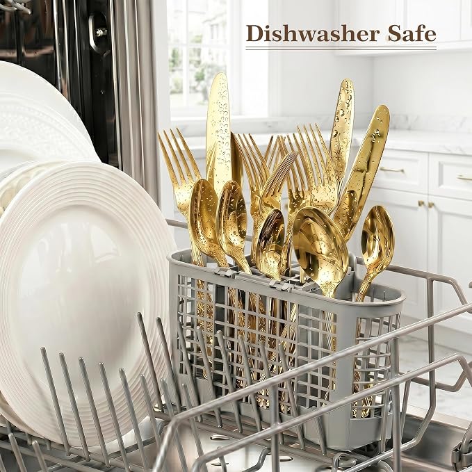 OSVSEE Vintage Silverware Set, 18/10 Stainless Steel Flatware Set for 4 | Heavy Duty Flatware with Royal Palace Handles, Mirror Polished Cutlery, Dishwasher Safe Silverware for Weddings & Gift Giving