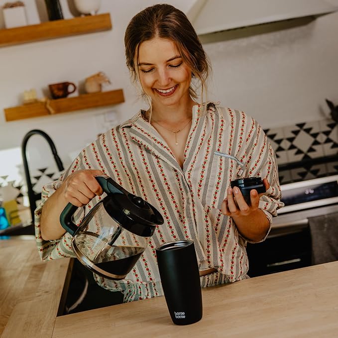 BOTTLE BOTTLE Insulated Coffee Tumbler with Push Button Lid 16oz(Black) | Leakproof,Stainless Steel Travel Mug,Keeps Drinks Hot & Cold for 6 Hours,for Office & On the Go