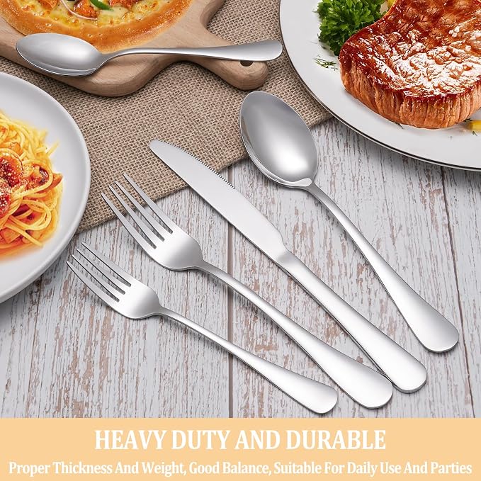 30 Pcs Silverware Set Service for 6,Premium Stainless Steel Flatware Set,Mirror Polished Cutlery Utensil Sets,Durable Kitchen Eating Tableware Sets,Include Fork Knife Spoon,Dishwasher Safe