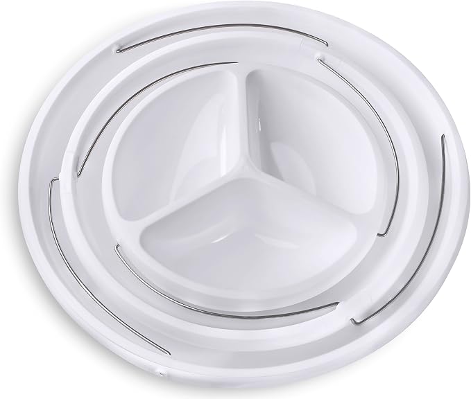 Masirs 3-Tier Collapsible Bowl: Decorative Design Folds for Minimal Storage. Ideal for Serving Snacks, Salad, and Fruit. Top Bowl Divided into Three Sections. | Masirs Tiered Serving Stand, Divided Top Tray, BPA-Free Dishwasher Safe Plastic, Snacks Sal...