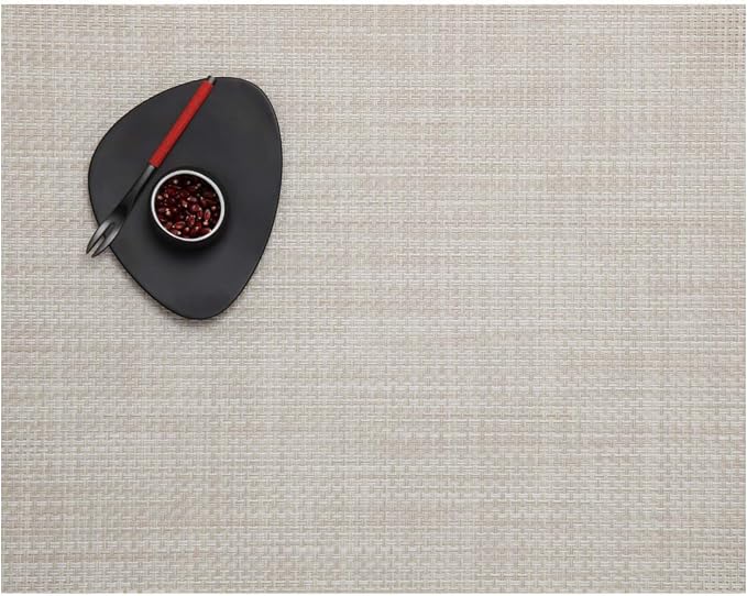 Chilewich Basketweave Placemats, Woven Rectangle Placemats Set of 4 | Reusable, Stain-Resistant, Indoor/Outdoor Tabletop Protection, Khaki, 14" x 19"