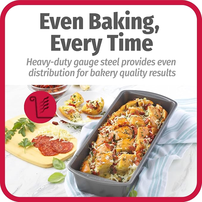 GoodCook Nonstick Loaf Pan Extra-Large Heavy-Duty Steel Bakeware with Easy-Clean Non-Stick Coating, Oven & Dishwasher Safe Pan for Meatloaf Breads Cakes Lasagnas Casseroles & More, 13 x 5-Inch, Gray