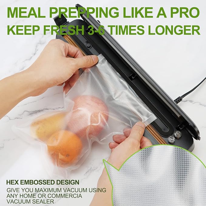 W&Y Vacuum Sealer Bags 8"x20' 3 Rolls Cut-to-Size Sous Vide,BPA Free | Commercial Grade, BPA Free, Freezer Bags, Sous Vide Cooking, Puncture Prevention, Vacuum Storage Bags