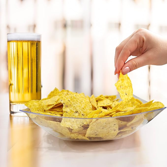 R-kay 6 Pack Extra Large Square Serving Bowl - 128 Ounce Plastic Serving Bowls For Entertaining - Clear Plastic Bowls For Salads And Snacks - Disposable bowls For All Occasions