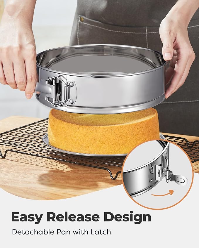 Kootek Cake Pan, Springform Pan with Removable Bottom, 9 Inch, Round | Stainless Steel, 2.6" in Depth, Easy Release Baking Pan, Dishwasher Safe, Oven Safe, Instant Pot Safe, Round Cheesecake Pan