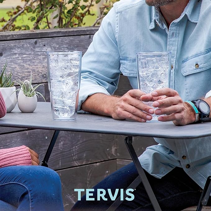 Tervis 24oz Tritan Tumbler | Tabletop Collection, Red | Made in USA, Double-wall Insulated, Shatterproof, BPA-Free, Dishwasher Safe, Fits Most Cupholders, Gifts under $25