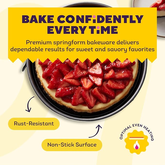 Wilton Platinum Non-Stick Springform Cheesecake Pan, 9 in. | DURALAST Silicone Infused Double Coating, 5X More Durable with Anti-Warping Technology, Perfect for Cheesecakes & Tarts