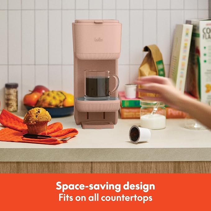 bella Single Serve Coffee Maker, K Cup & Coffee Ground Compatible, Blossom
