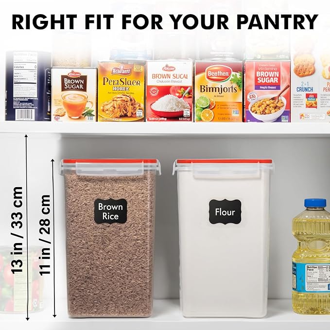 2 PC [7 Qt / 6.5L / 220 Oz] Large Food Storage Containers with Lids Airtight - BPA Free Clear Plastic Kitchen and Pantry Storage Containers for Cereal, Flour, Sugar, Rice