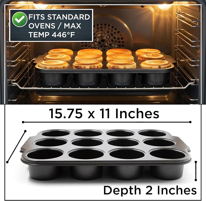 Wrenbury Pro Mini Cheesecake Pan - Nonstick Carbon Steel, Removable Bottom, 12 Cup, 3-Inch, Easy Clean, PFOA-Free