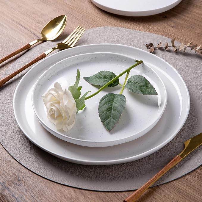 AmorArc Dinnerware Sets for 4, 12 Pieces Ceramic Plates and Bowls Set | Scratch Resistant Stoneware Dishes Set, Dishwasher & Microwave Safe,White