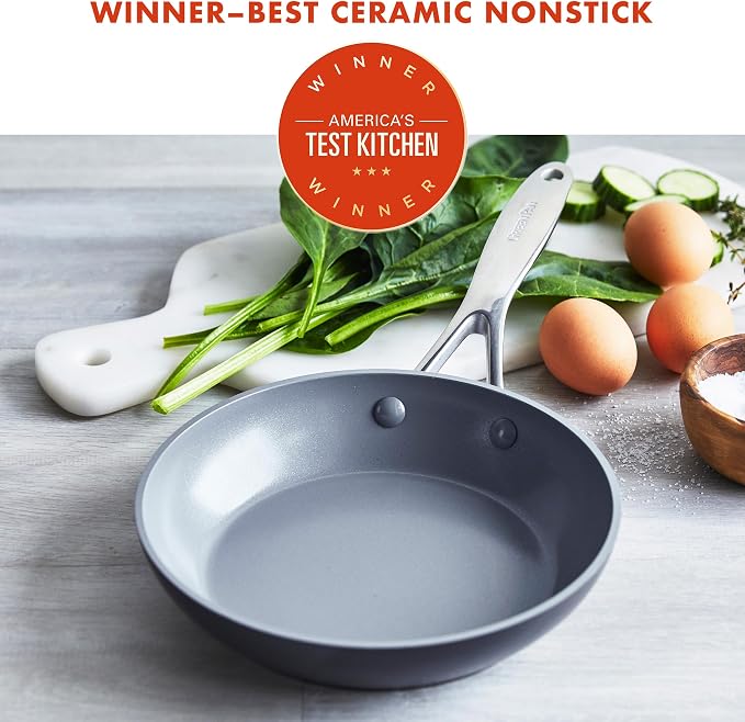 GreenPan Valencia Pro 8" Ceramic Nonstick Frying Pan Skillet, Hard Anodized | PFAS-Free Nonstick, Induction Ready, Compatible with all Stovetops, Eggs & Omelets, Dishwasher Safe, Oven Safe up to 600F