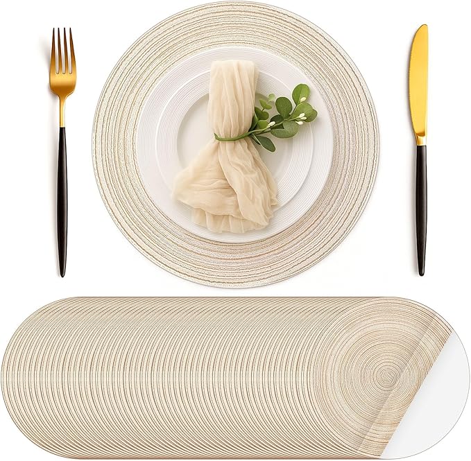 Geosar Disposable Paper Placemat Cotton Woven Look 13'',100 Pcs,Beige