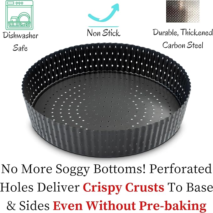 Why Holes For Crispy Crusts King Crispy's Deep Pie, Tart & Quiche Pan 9"x2"