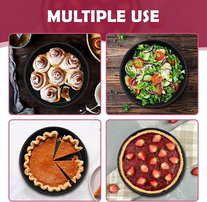 E-far 8 Inch Cake Pan, 3PCS Nonstick Stainless Steel Baking Cake Pans Tins | Round Smash Bakeware Baking for Birthday Layer Cake/Cheesecake, Straight Side, Non-Toxic & Healthy, Leakproof & Easy Clean