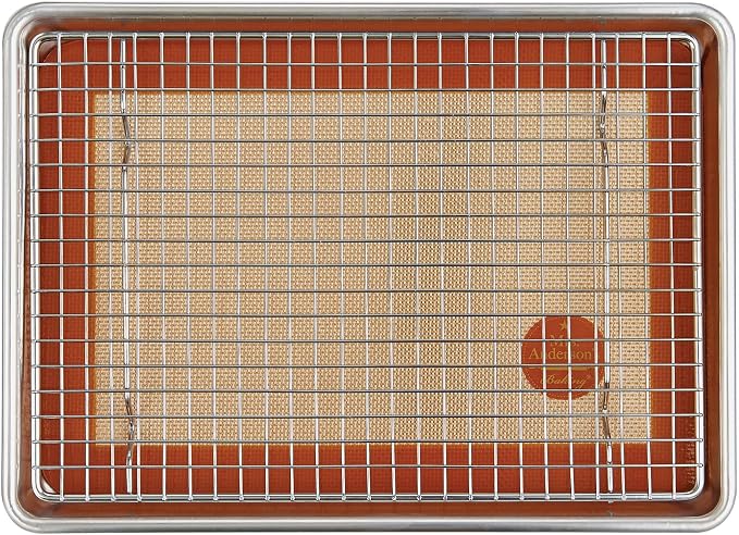 Mrs. Anderson's Baking Non-Stick Silicone Baking Mat - Reusable Oven Liner & Pastry Mat - For Breads, Cookies, Roasting & More - Baker’s Essentials - Heat-Resistant to 480°F - Quarter-Size Baking Mat