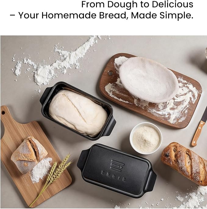 Cast Iron Duct Oven for Sourdough Bread baking, 9×5 Loaf Pan with Lid, Bread Pans for Homemade Bread, 2 in 1 Dutch Oven Pot with Lid, Pre-Seasoned (4.5 QT)