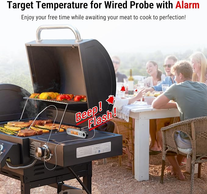 TempPro TempSwift Rechargeable Digital Meat Thermometer for Cooking | 2 Probes Food Thermometer with Stainless Steel Design, Cooking Thermometer with Alarm & Backlight for BBQ Grill Smoker Oven