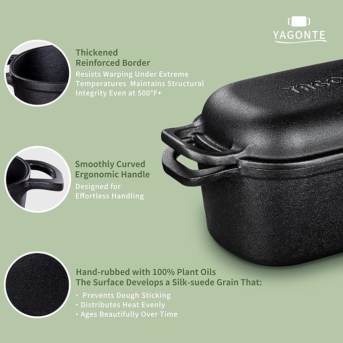 4.6 Quart Oval Dutch Oven for Bread Baking, Bread Dutch Oven for Sourdough, Cast Iron Bread Pan with Lid for Homemade Bread