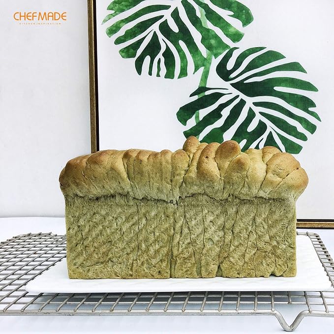 CHEFMADE Mini Pullman Loaf Pan with Lid, 0.66Lb Dough Capacity Non-Stick Rectangle Corrugated Toast Box for Oven Baking 2.8" x 8.3"x 2.7"(Champagne Gold)