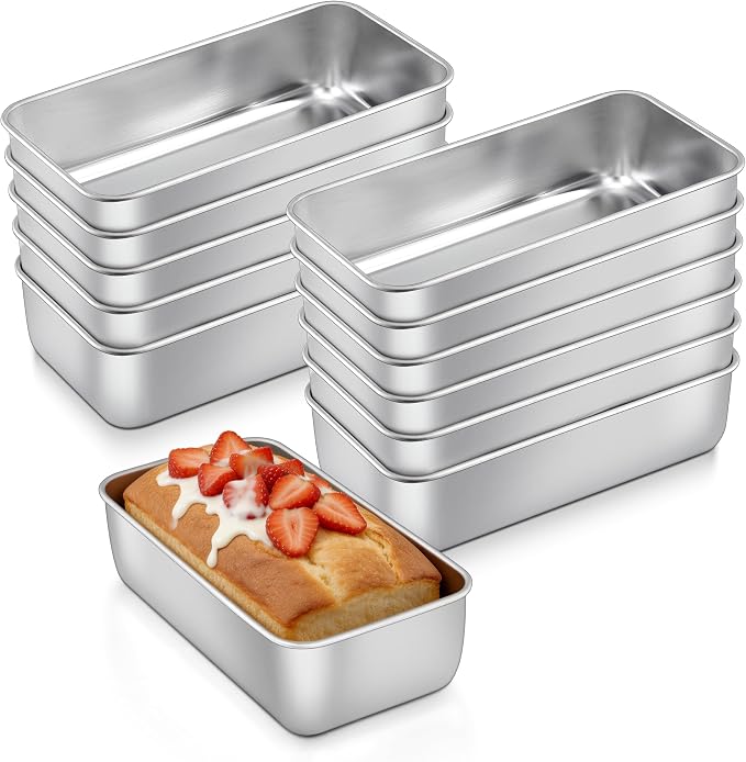 Homikit Stainless Steel Loaf Pan Set for Baking Bread 9x5 Inch, Non Toxic | 12 PCS Medium Bread Pans for Toaster Oven, Metal Meatloaf Tin for Homemade Sandwich Sourdough, Dishwasher Safe, Rust Free