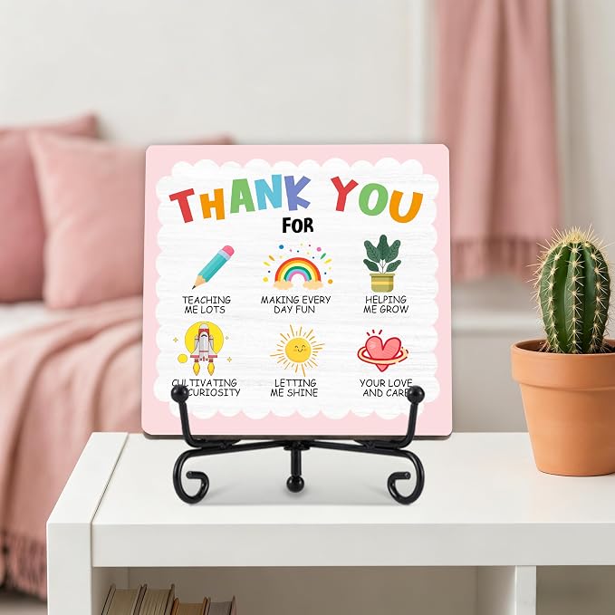 Teacher Appreciation Gifts for Women Men - 5" Wooden Plaque Sign for Mentor Teacher Christmas Birthday Gifts, Teacher's Day Gift from Student Desk for Table Decor - A03