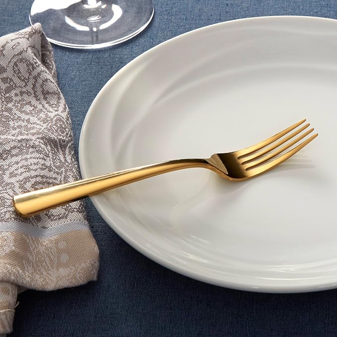 Oneida Aptitude Gold 20-Piece 18/0 Silverware Set for 4, Flatware | mirror finish, dishwasher safe | includes knives, forks, and spoons | cutlery set for kitchen and dining