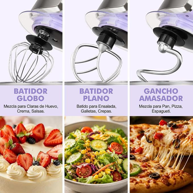 Stand Mixer, Kitchen in the box 3.2Qt Small Electric Food Mixer,6 Speeds Portable Lightweight Kitchen Mixer for Daily Use with Egg Whisk,Dough Hook,Flat Beater (Purple)
