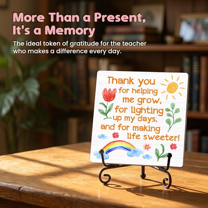 Teacher Appreciation Gifts for Women Men | 5" Wooden Plaque Sign for Mentor Teacher Coach Gifts | Teachers Day Gift from Student Desk for Home Office Decor - A06