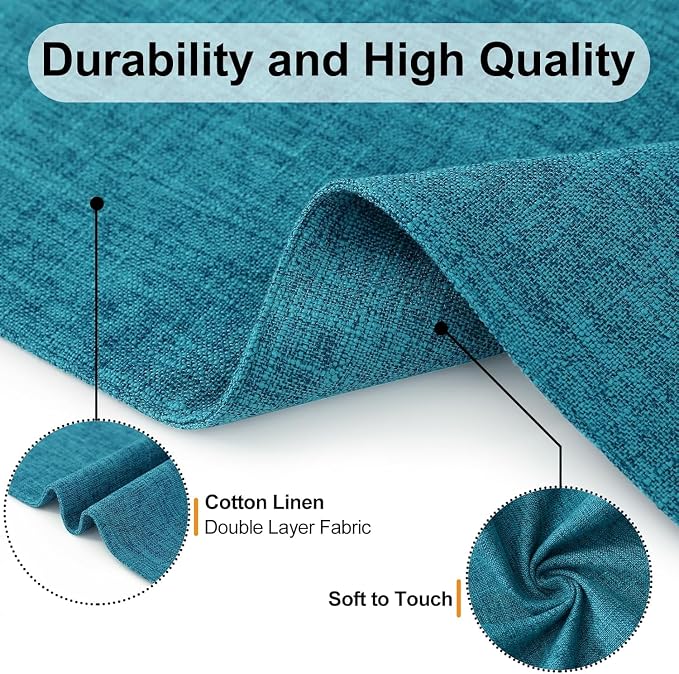 Homaxy Cloths Placemats for Dining Table Set of 8, 13" x 19", Teal | Heat Resistant, Washable, Cotton Linen Blend Table Mats, Easy to Clean Place Mats, Indoor Outdoor